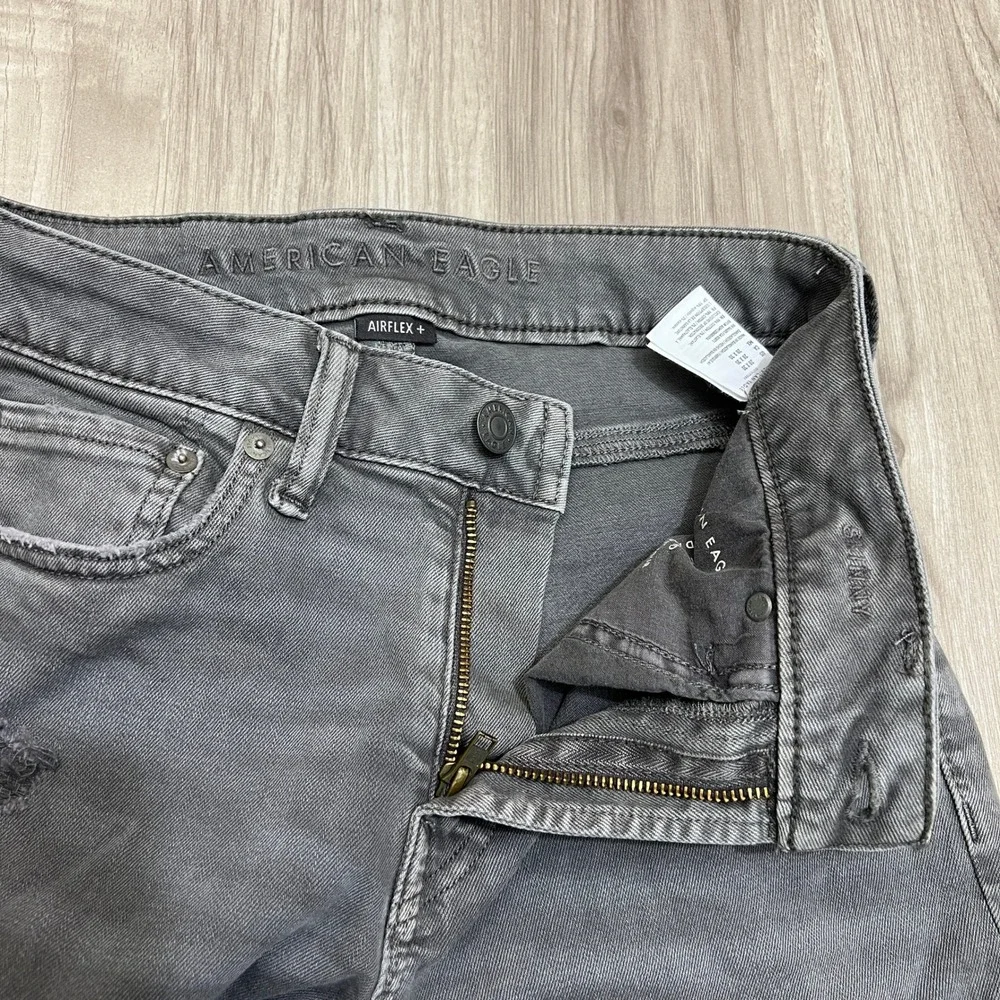 American Eagle AirFlex Skinny Jeans Men's 28x30 Gray Distressed Stretch Denim